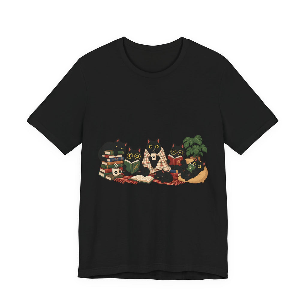 Cat Cozy Crew Tee — Cozy Cats on Blankets Graphic T-Shirt