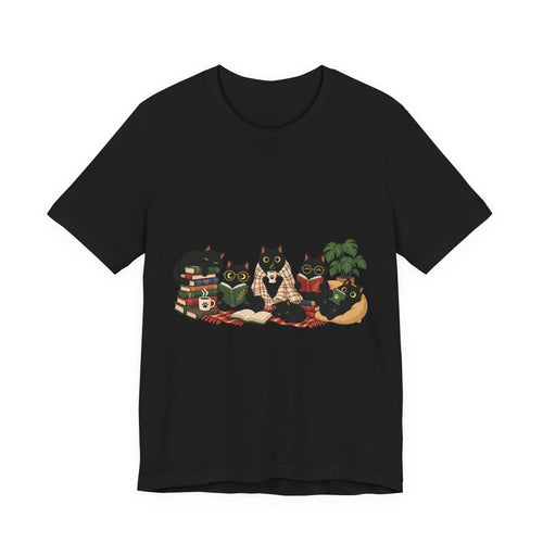Cat Cozy Crew Tee — Cozy Cats on Blankets Graphic T-Shirt