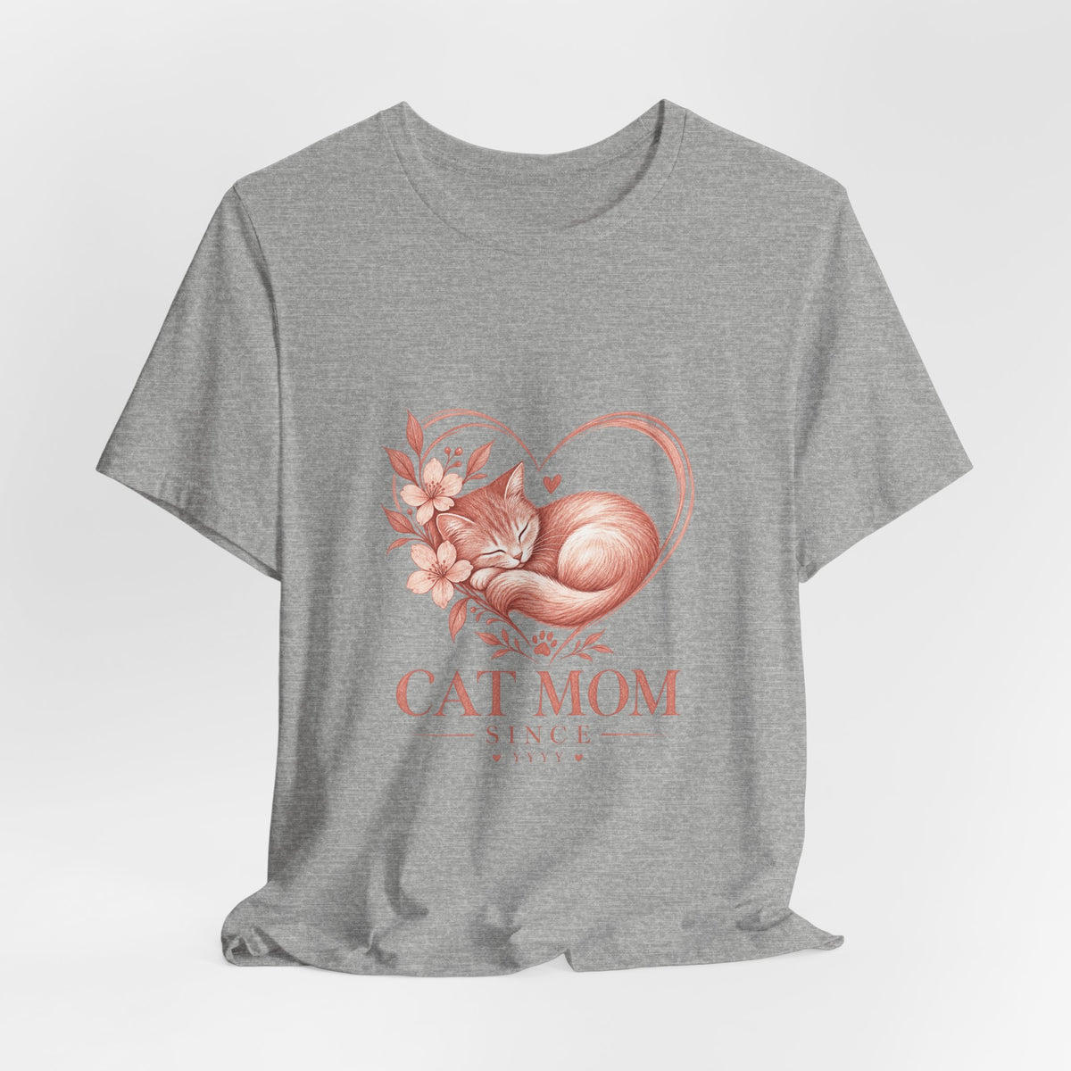Cat Mom Tee — Floral Heart Cat Mom Since Tee