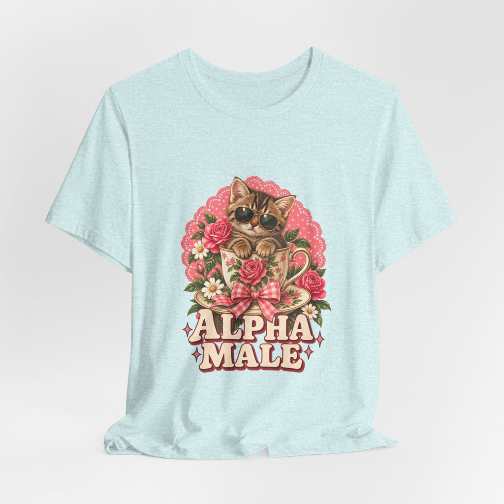 Alpha Male Cat Tee — Retro Floral Cat Graphic T-Shirt