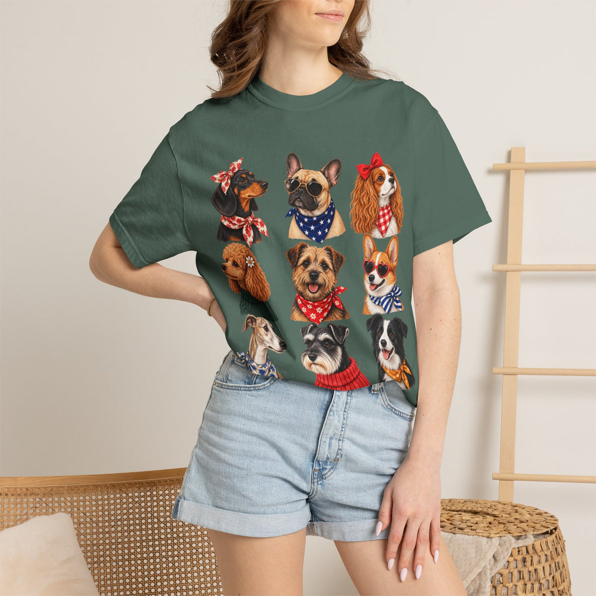 Dog Portraits T-Shirt — Vintage Bandana Puppy Faces Tee