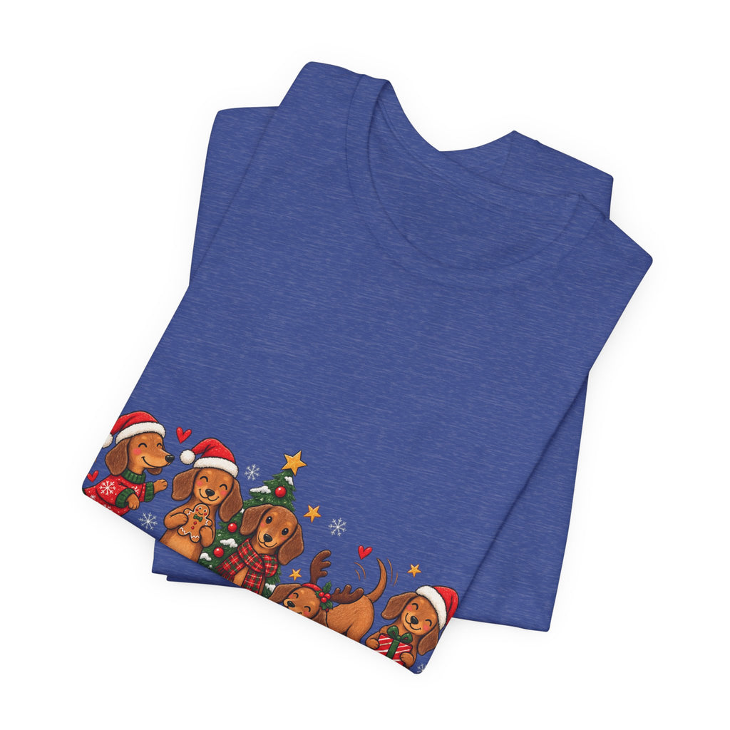 Christmas Dachshund Dogs T-Shirt — Festive Santa Hats & Tree Holiday Tee
