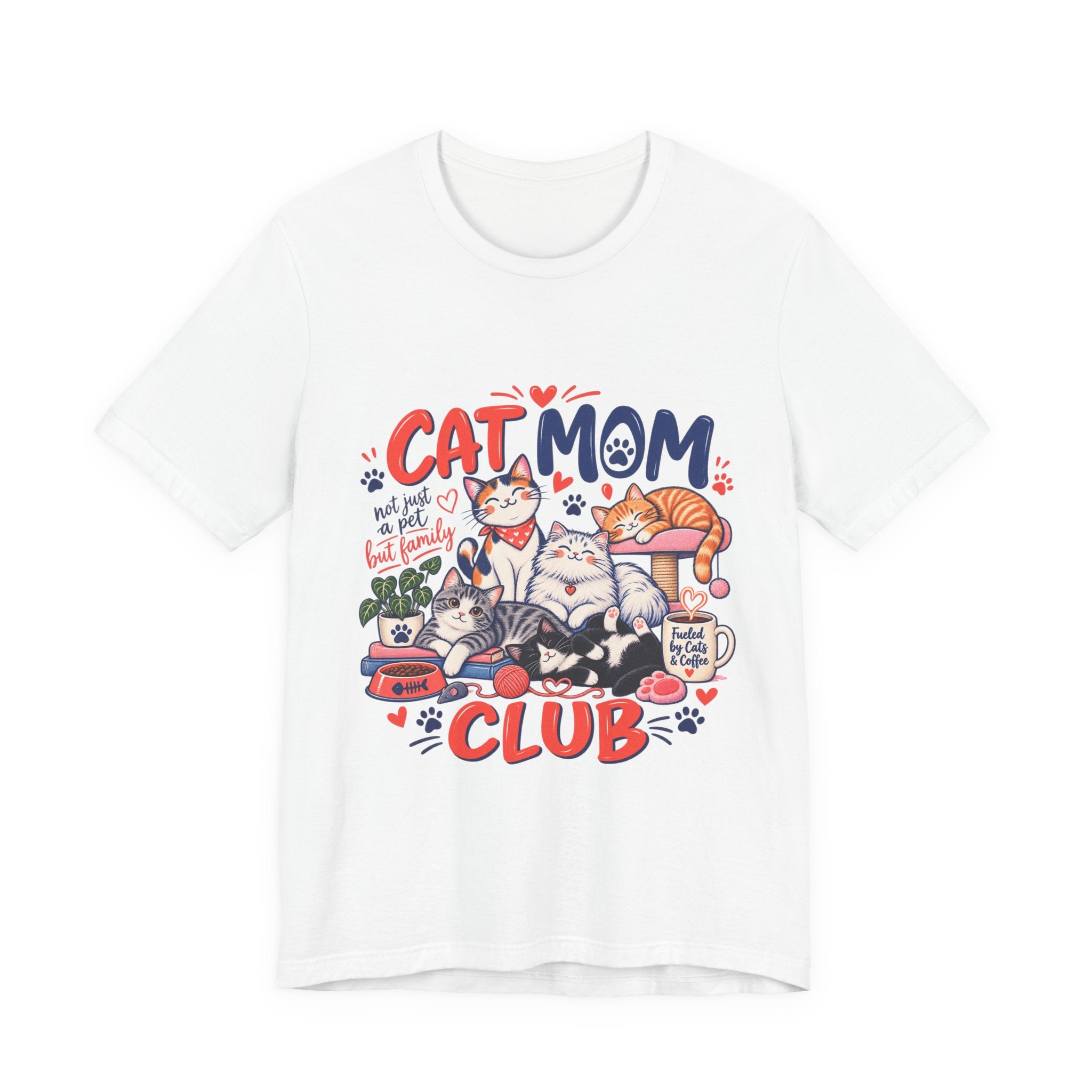 Cat Mom Club T-Shirt — Cute Illustrated Cats Graphic Tee for Cat Lovers