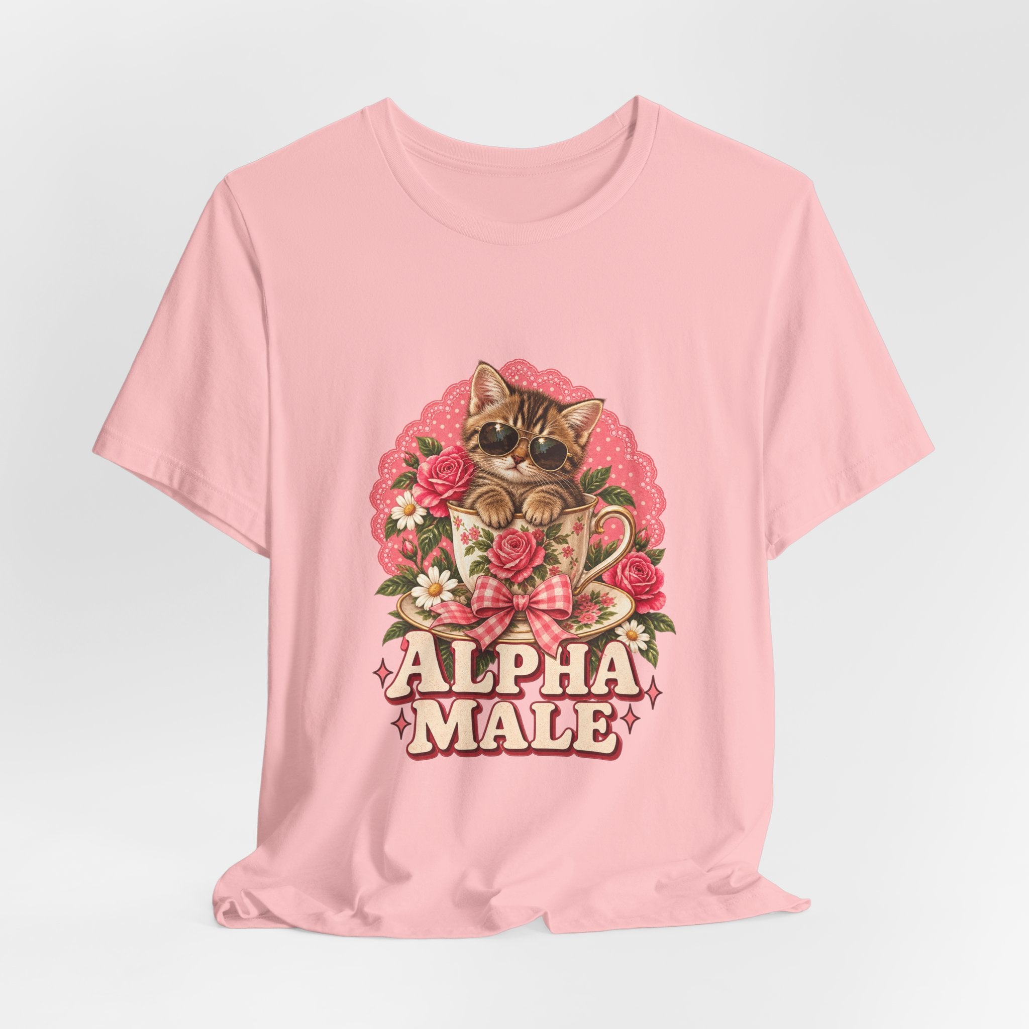 Alpha Male Cat Tee — Retro Floral Cat Graphic T-Shirt