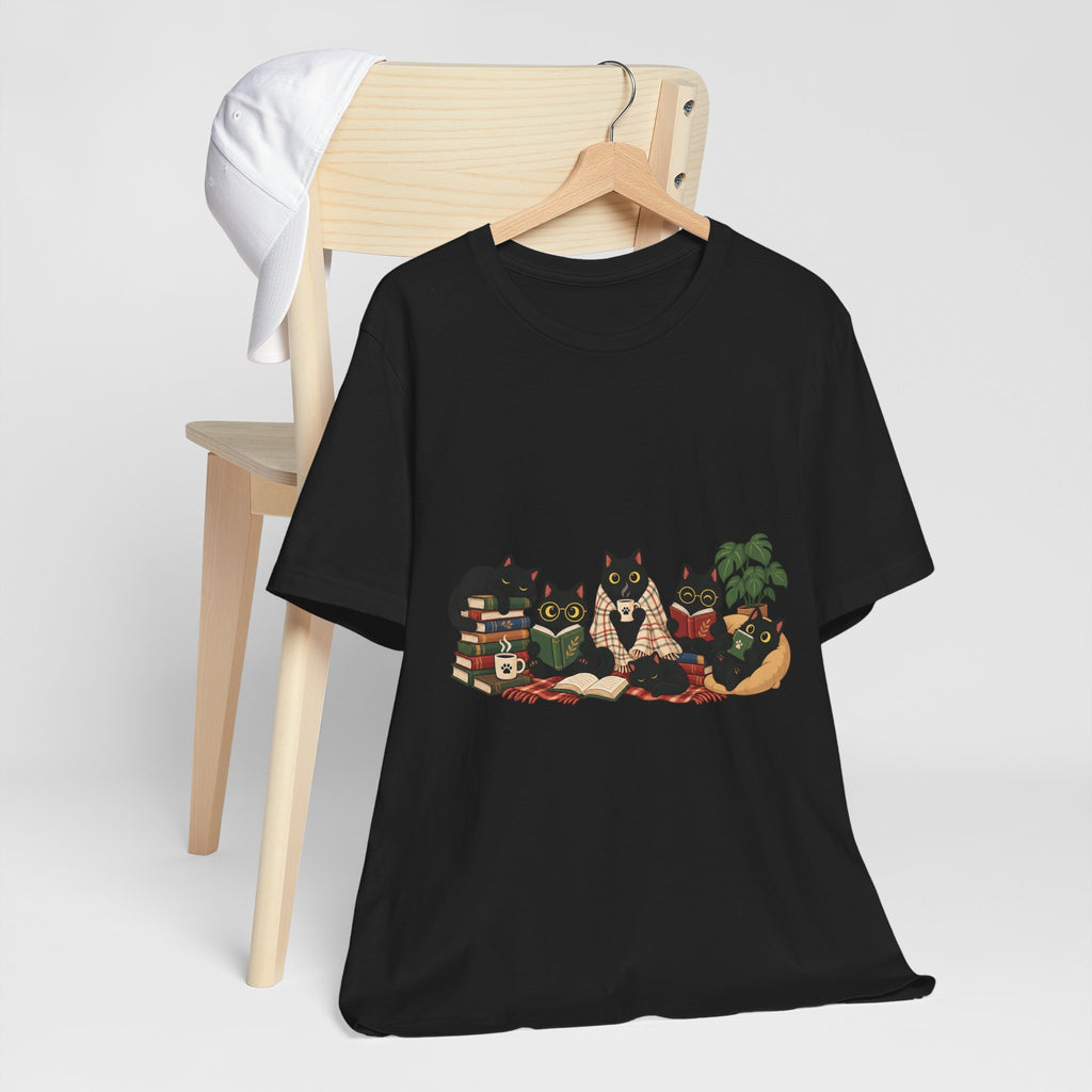 Cat Cozy Crew Tee — Cozy Cats on Blankets Graphic T-Shirt