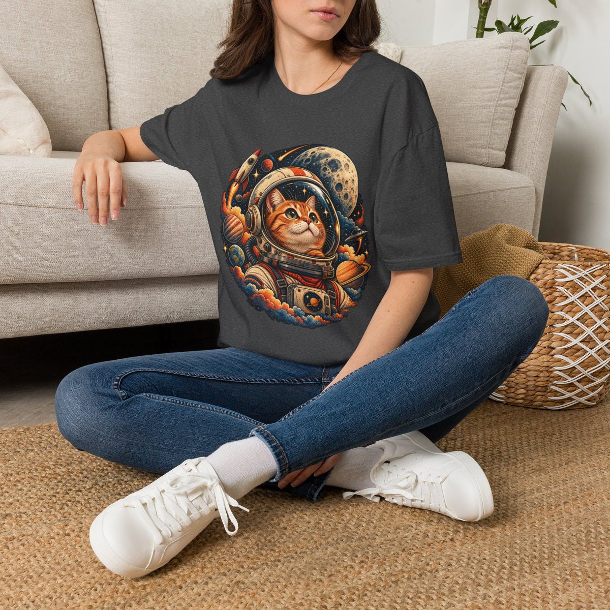 Astronaut Cat T-Shirt — Space Cat Graphic Tee for Cat Lovers