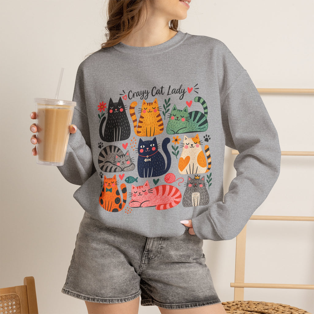 Cat Lady Sweatshirt — Cute Colorful Cats Crewneck for Cat Lovers