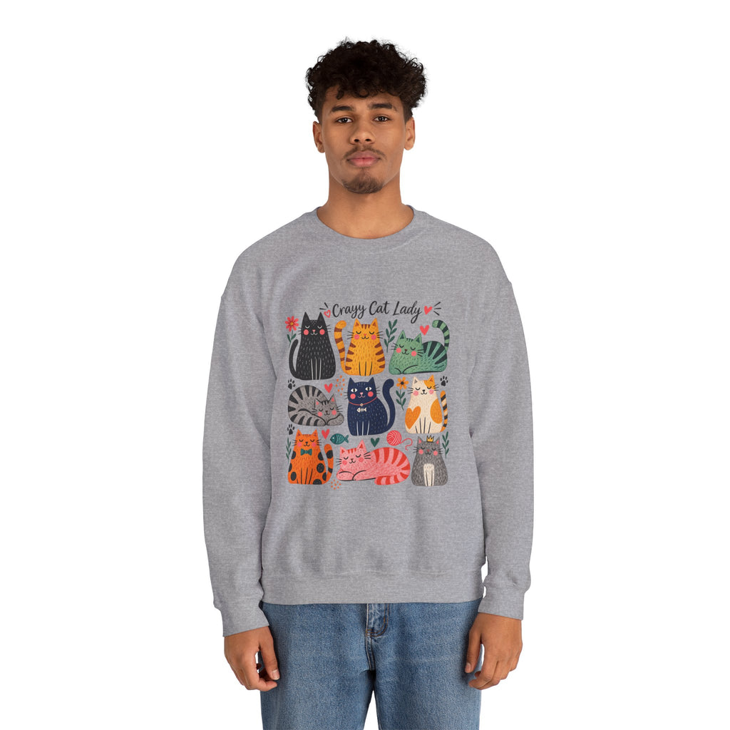 Cat Lady Sweatshirt — Cute Colorful Cats Crewneck for Cat Lovers