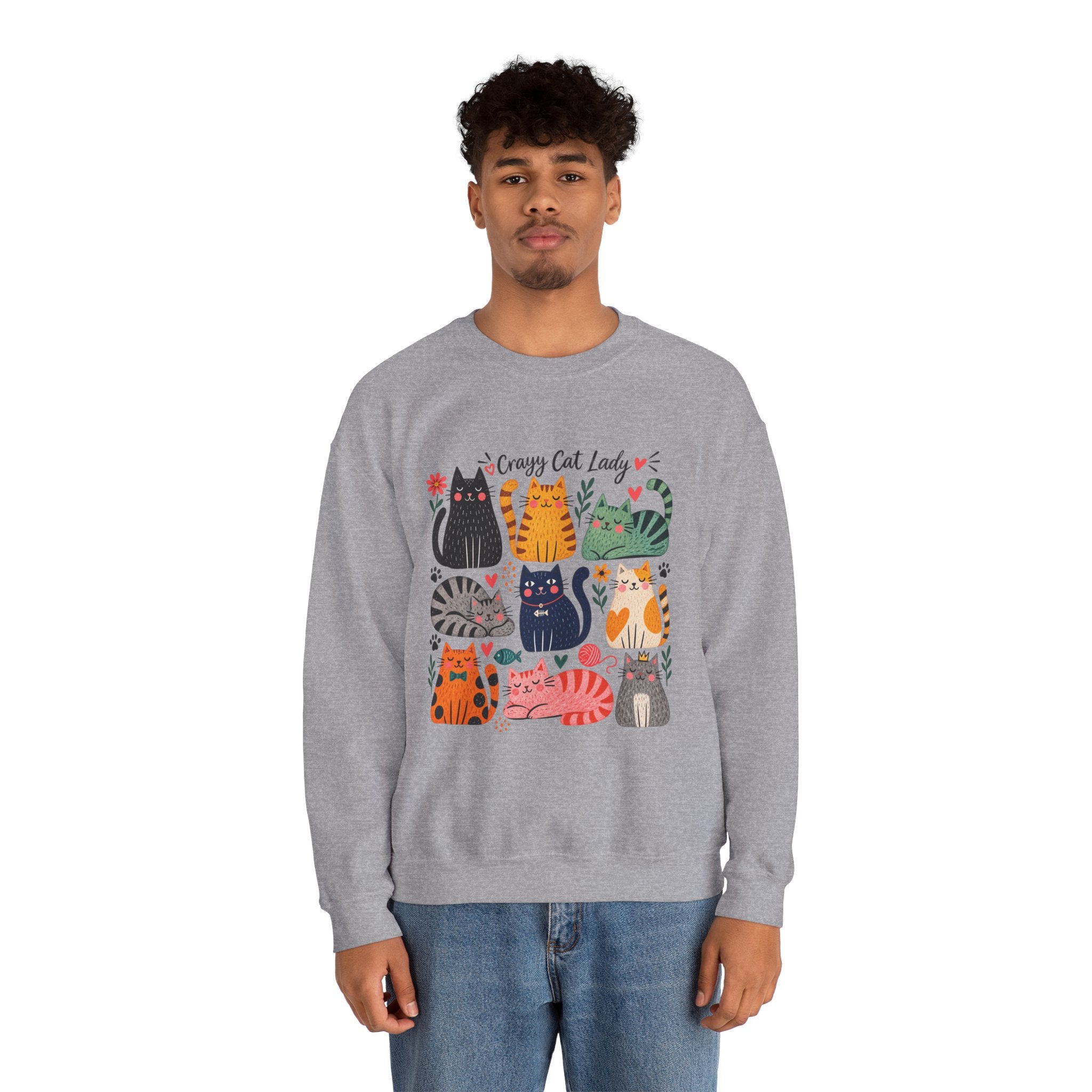 Cat Lady Sweatshirt — Cute Colorful Cats Crewneck for Cat Lovers