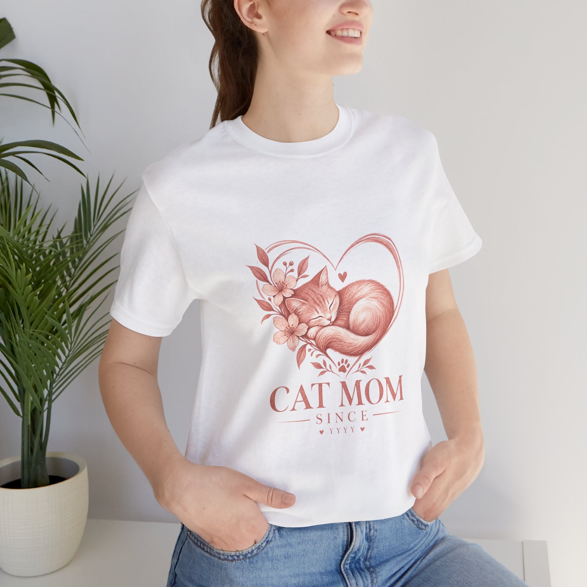 Cat Mom Tee — Floral Heart Cat Mom Since Tee