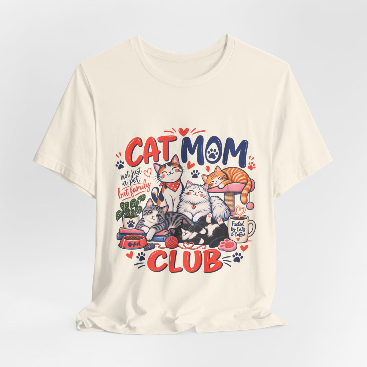 Cat Mom Club T-Shirt — Cute Illustrated Cats Graphic Tee for Cat Lovers