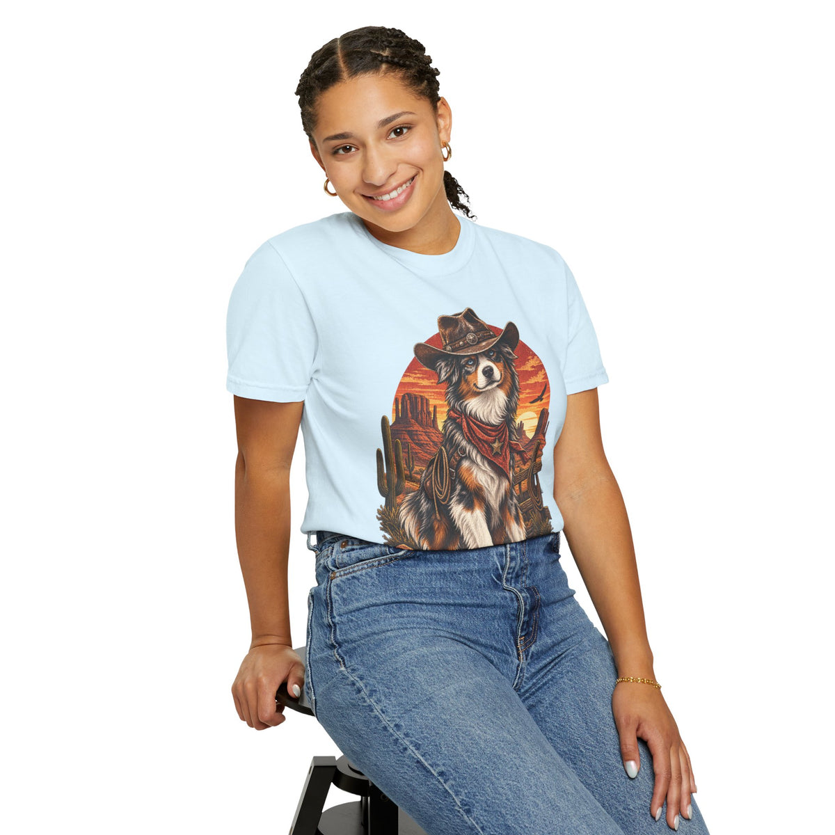 Cowboy Australian Shepherd T-Shirt — Western Dog Graphic Tee