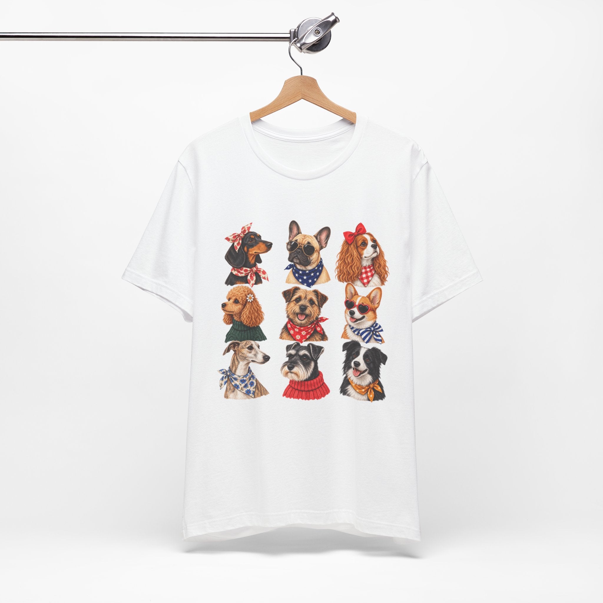 Cute Dog Portraits Tee — Vintage Paw Print Graphic T‑Shirt