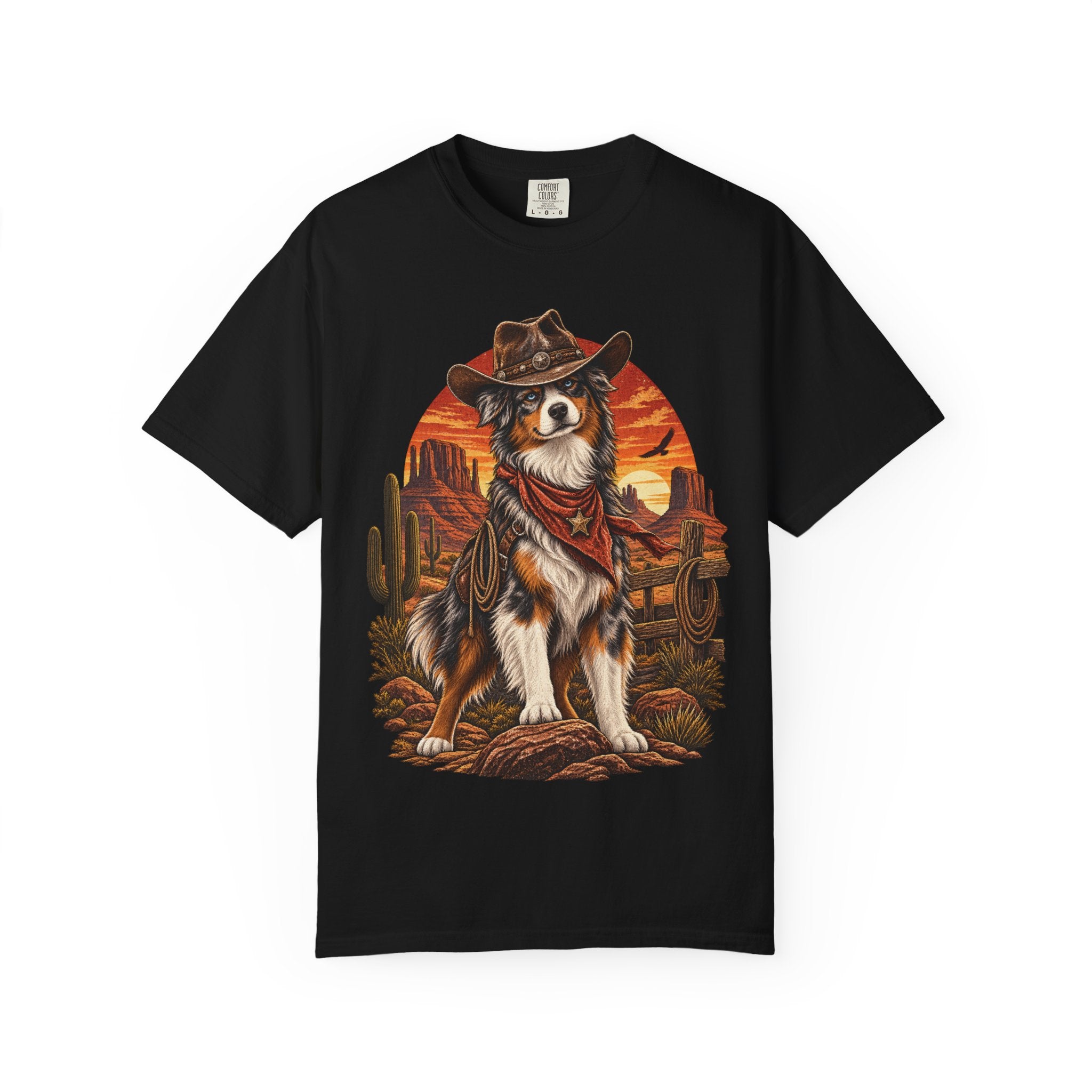 Cowboy Australian Shepherd T-Shirt — Western Dog Graphic Tee
