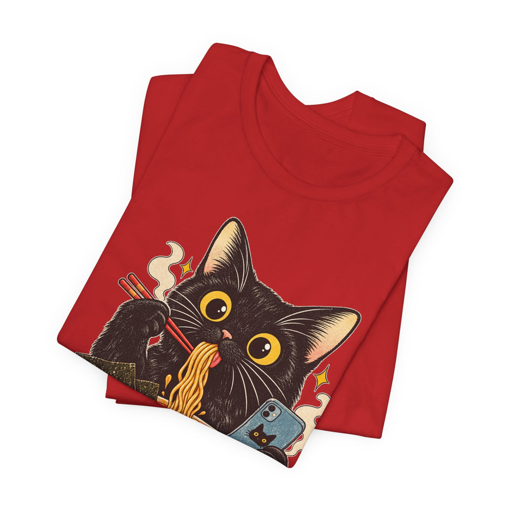Black Cat Ramen T-Shirt — Cute Kitty Eating Ramen Graphic Tee