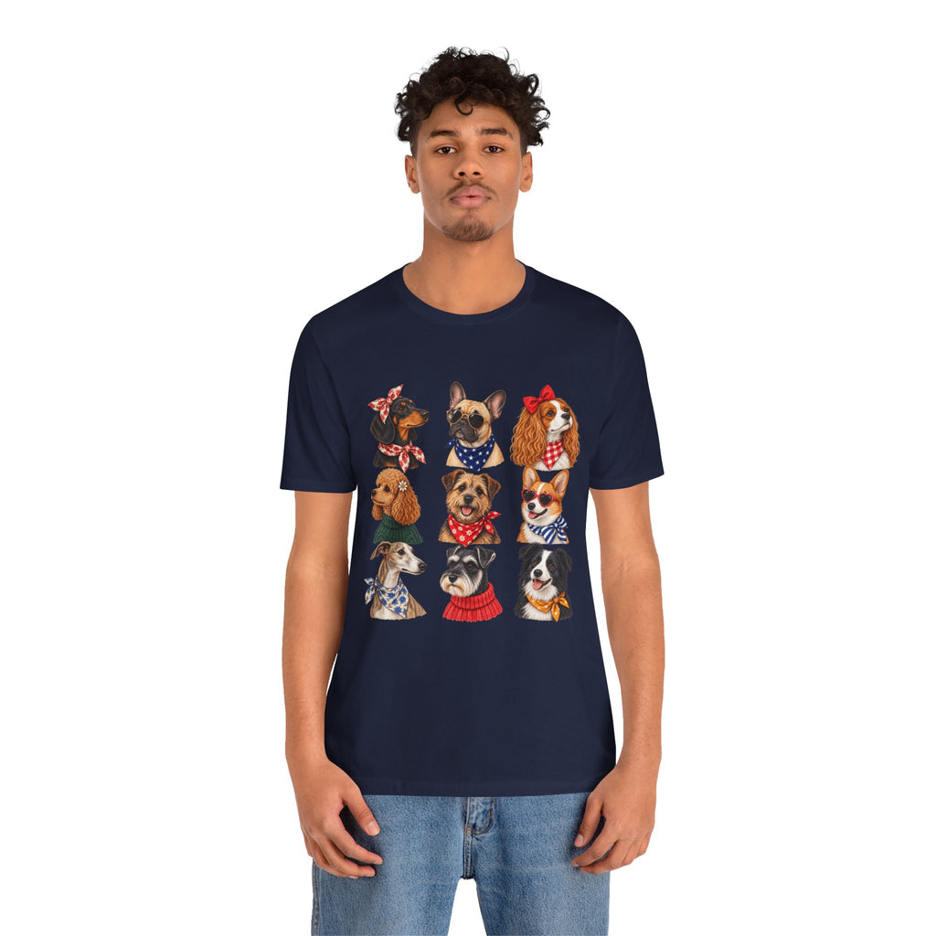 Cute Dog Portraits Tee — Vintage Paw Print Graphic T‑Shirt