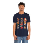Cute Dog Portraits Tee — Vintage Paw Print Graphic T‑Shirt