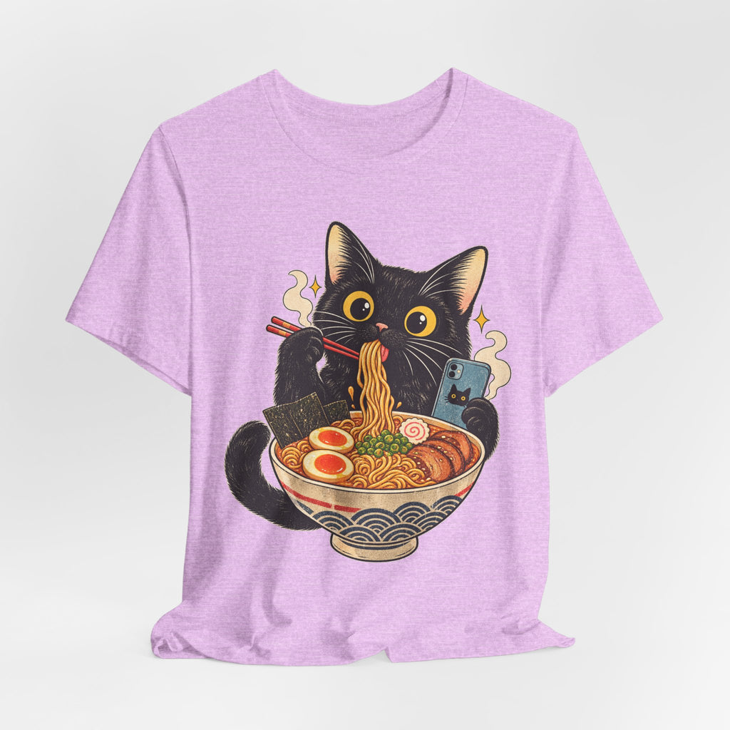 Black Cat Ramen T-Shirt — Cute Kitty Eating Ramen Graphic Tee