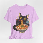Black Cat Ramen T-Shirt — Cute Kitty Eating Ramen Graphic Tee