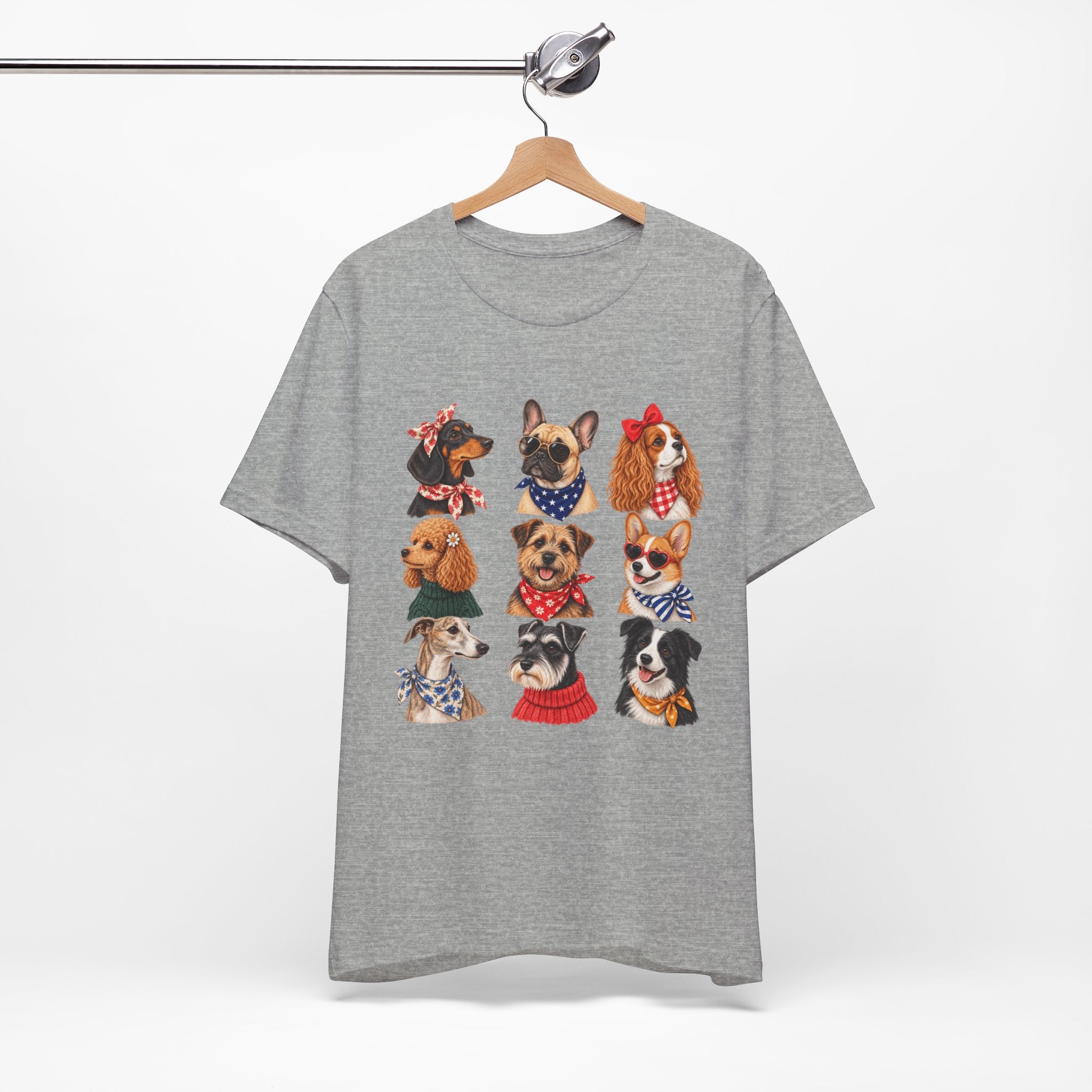 Cute Dog Portraits Tee — Vintage Paw Print Graphic T‑Shirt