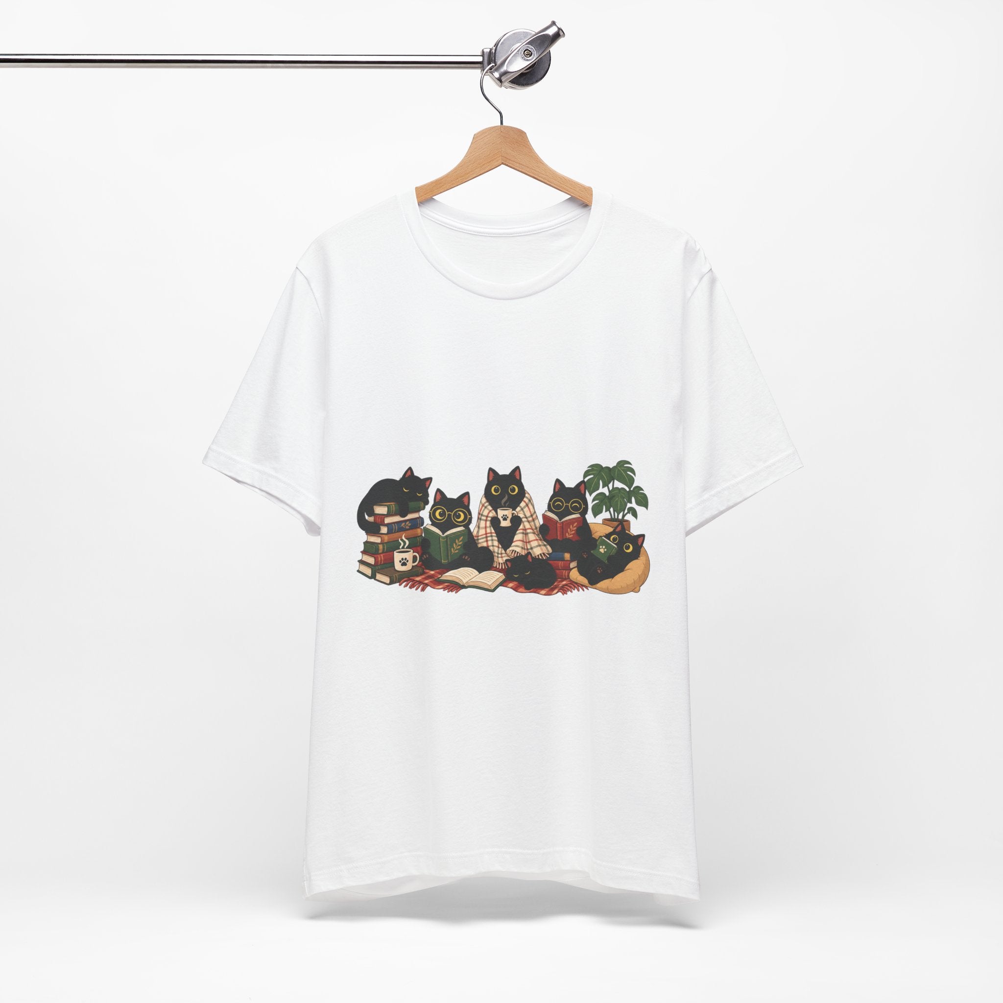 Cat Cozy Crew Tee — Cozy Cats on Blankets Graphic T-Shirt