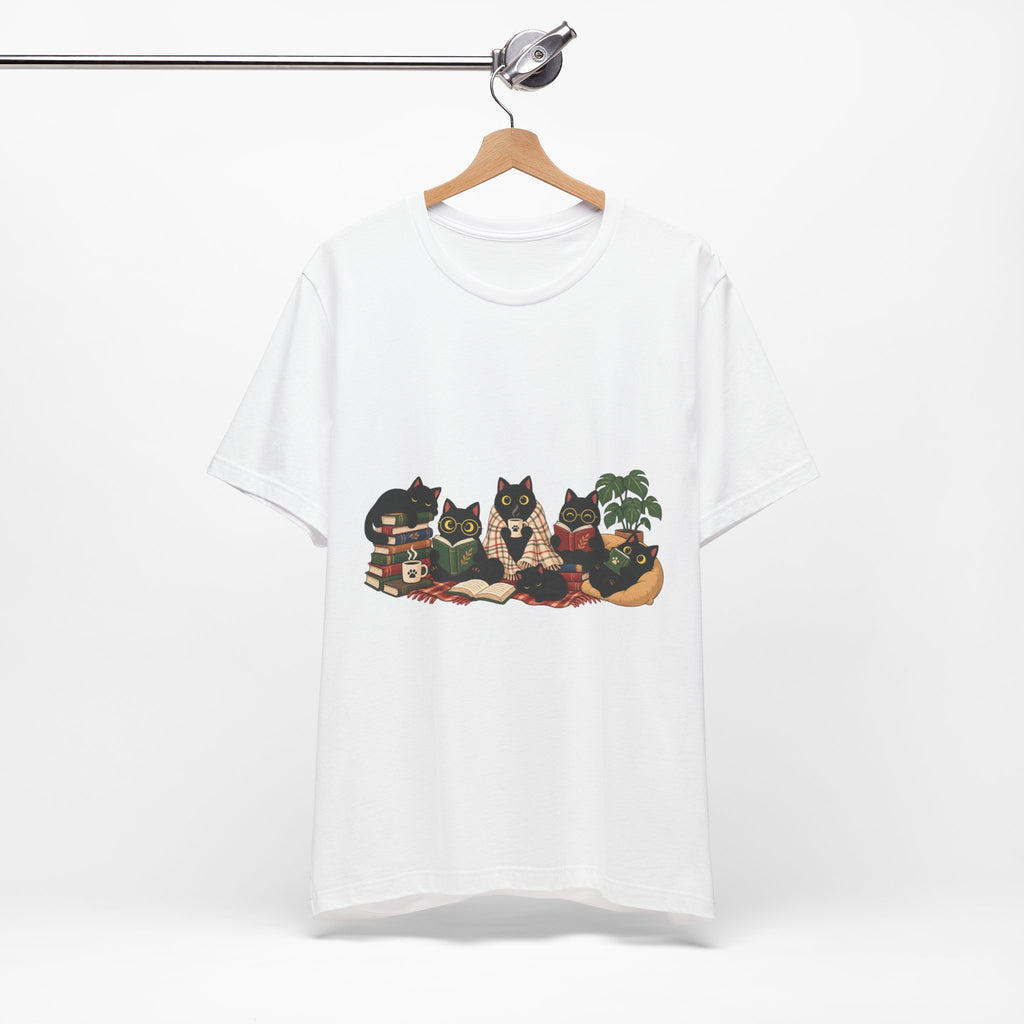 Cat Cozy Crew Tee — Cozy Cats on Blankets Graphic T-Shirt