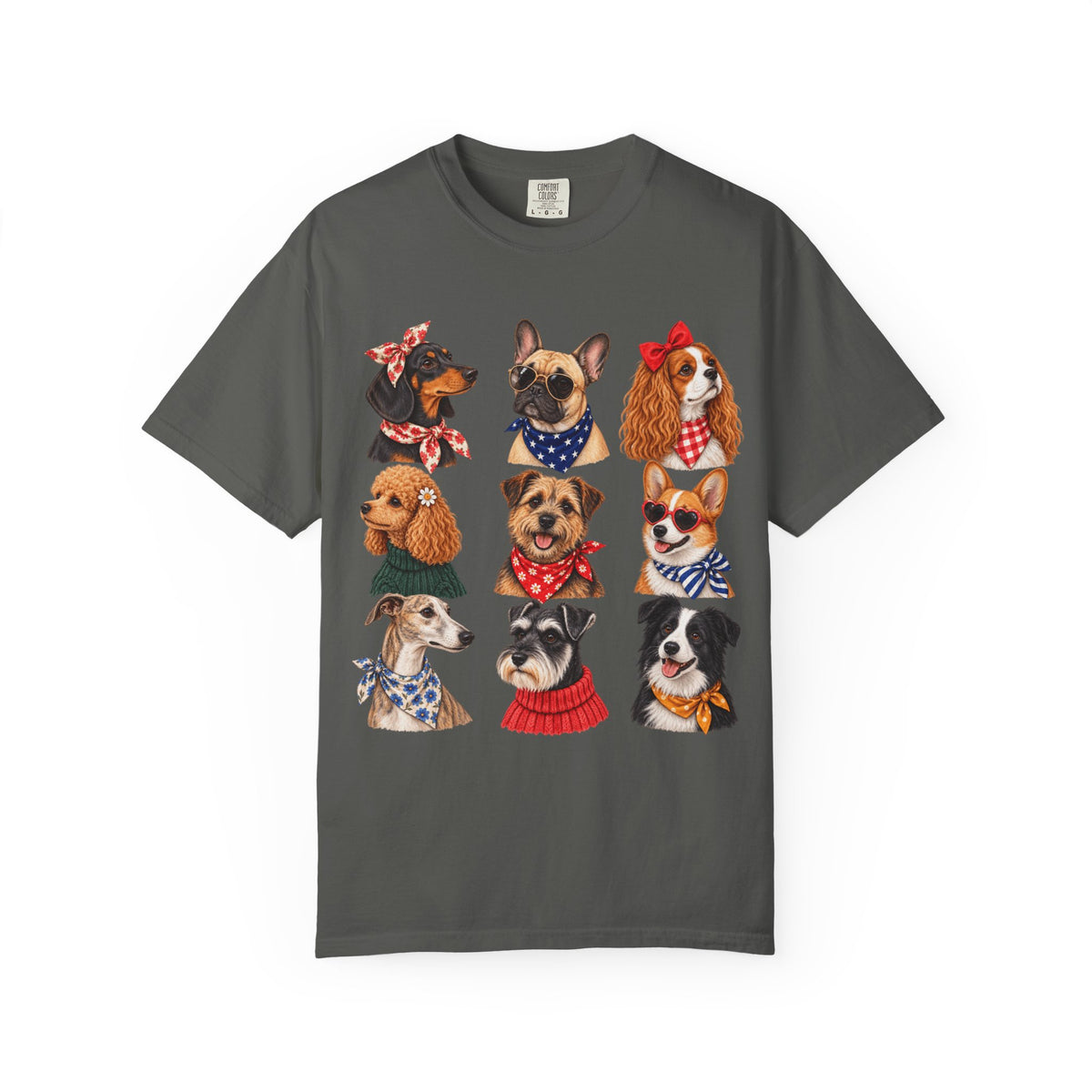 Dog Portraits T-Shirt — Vintage Bandana Puppy Faces Tee