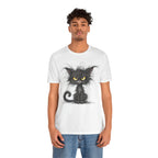 Grumpy Black Cat T‑Shirt — Cute Gothic Cat Tee with Yellow Eyes