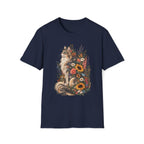 Floral Cat T-Shirt — Sunflower & Wildflower Cat Illustration Tee
