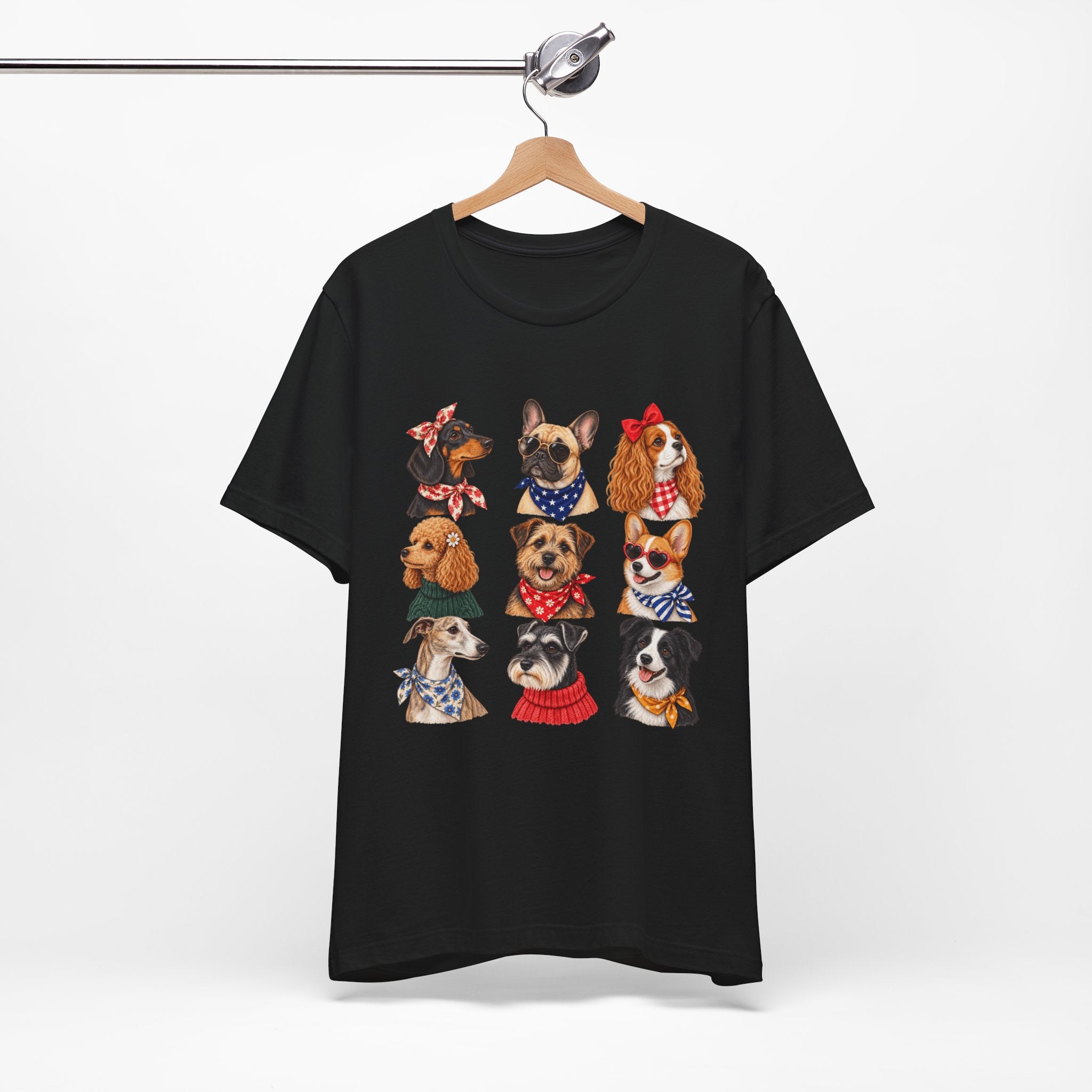 Cute Dog Portraits Tee — Vintage Paw Print Graphic T‑Shirt