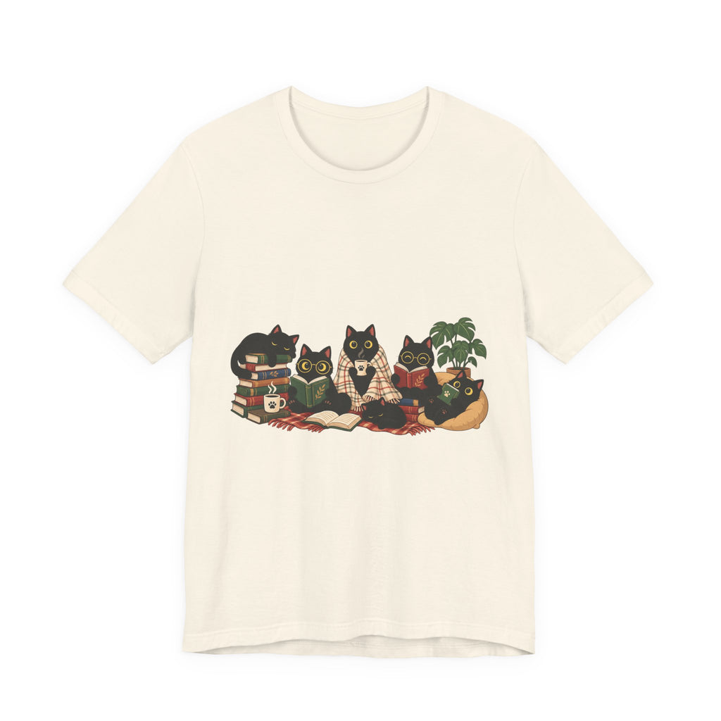Cat Cozy Crew Tee — Cozy Cats on Blankets Graphic T-Shirt