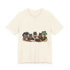 Cat Cozy Crew Tee — Cozy Cats on Blankets Graphic T-Shirt