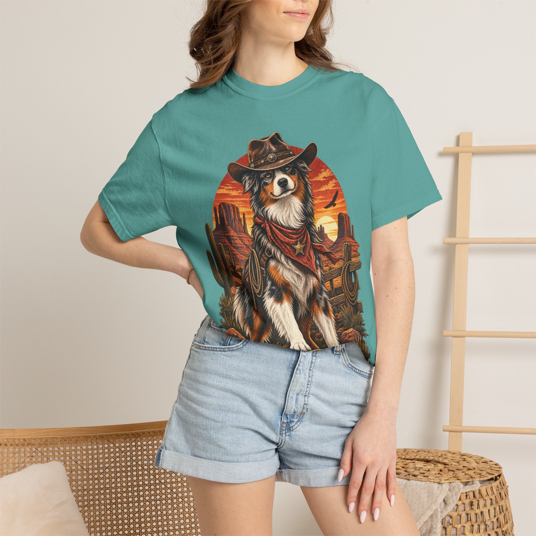 Cowboy Australian Shepherd T-Shirt — Western Dog Graphic Tee