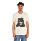 Nope Cat Coffee T‑Shirt — Grumpy Black Cat Holding 'Nope' Mug