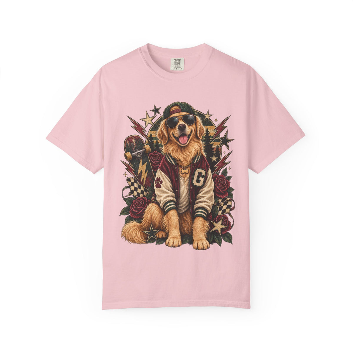 Golden Retriever Varsity T-Shirt — Retro Dog Jacket Design