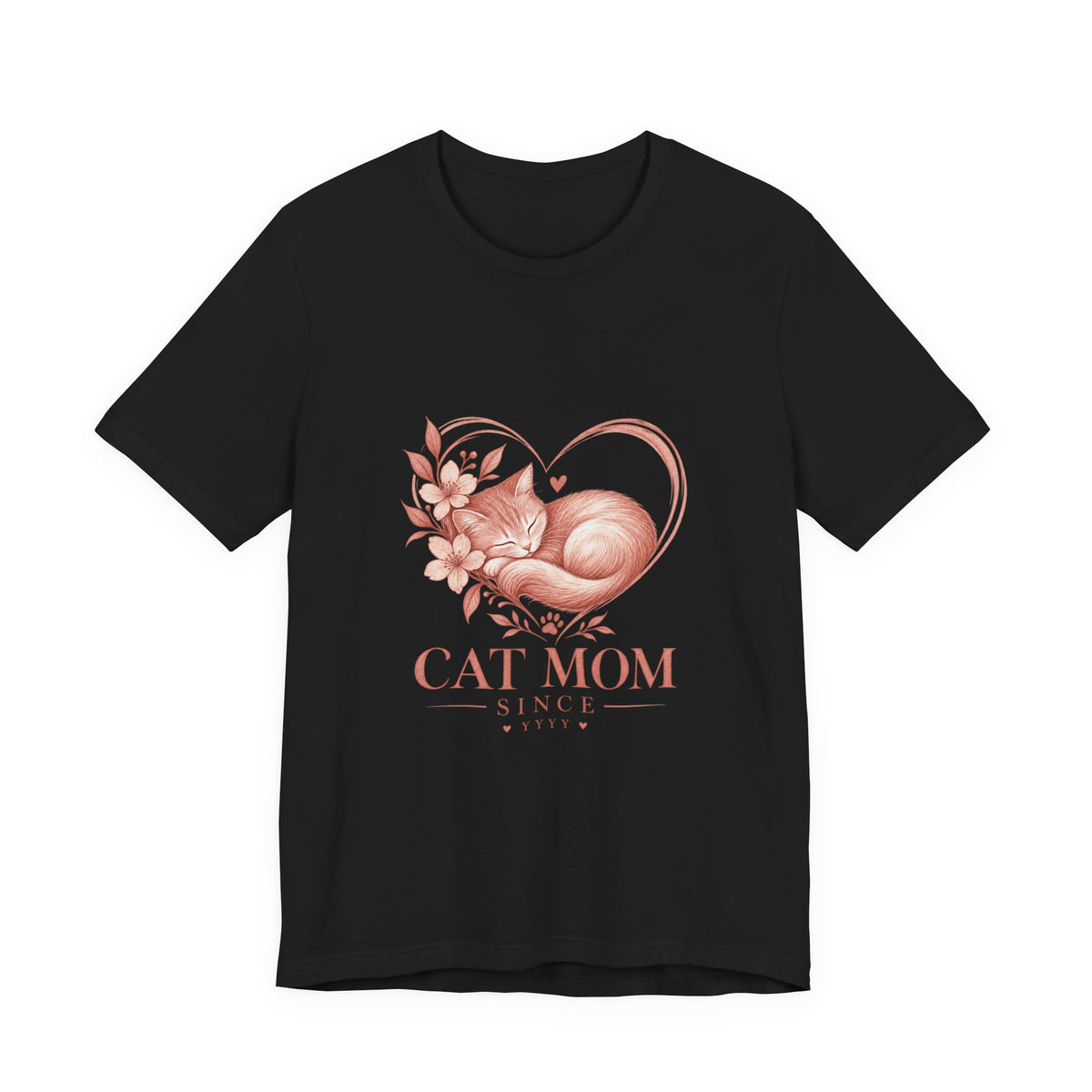 Cat Mom Tee — Floral Heart Cat Mom Since Tee