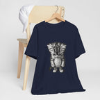 Sad Kitten Illustration T-Shirt — Cute Grayscale Cat Art Tee