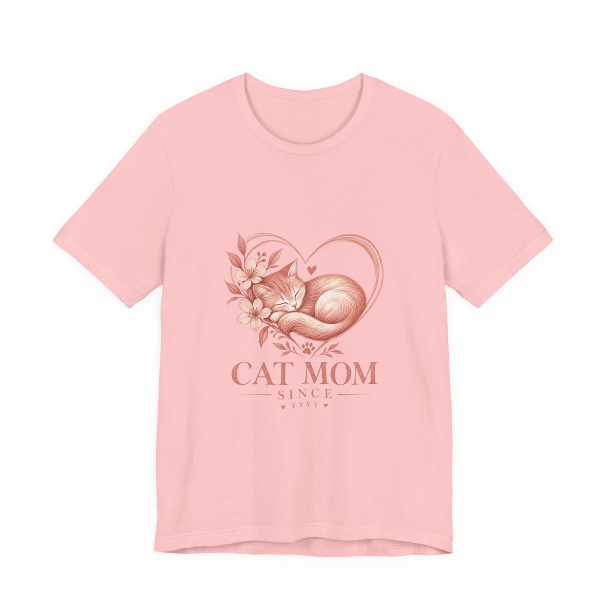 Cat Mom Tee — Floral Heart Cat Mom Since Tee