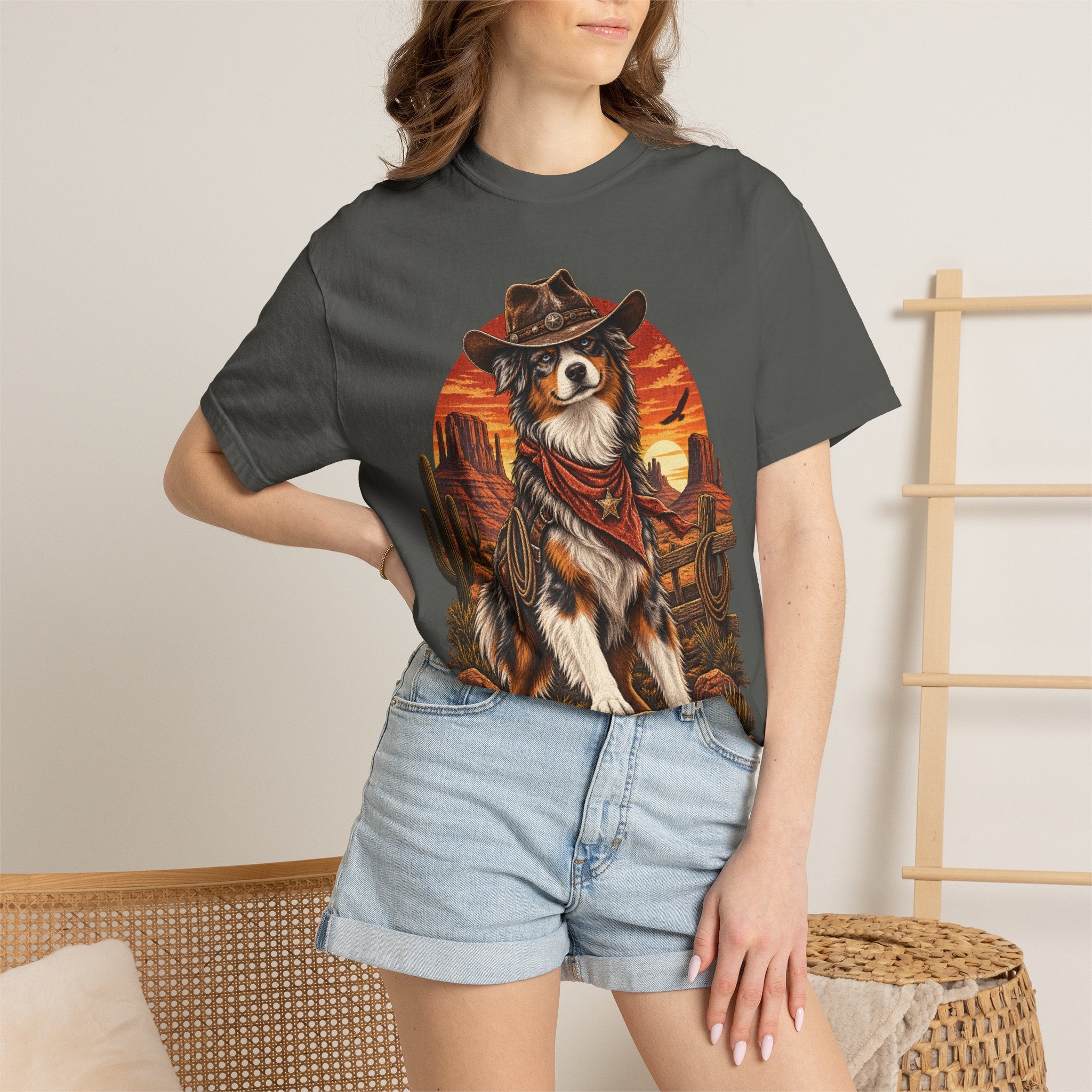 Cowboy Australian Shepherd T-Shirt — Western Dog Graphic Tee