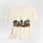 Cat Cozy Crew Tee — Cozy Cats on Blankets Graphic T-Shirt